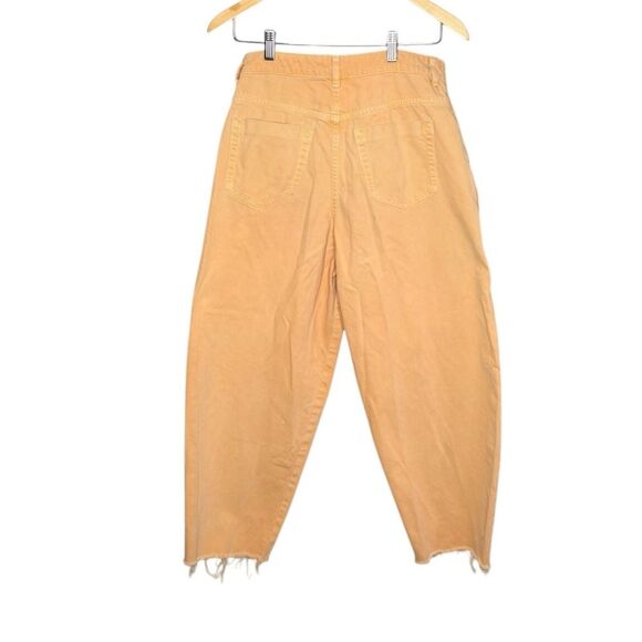 Zara orange pleated rough hem slouchy cropped jeans size 6 - Picture 2 of 4